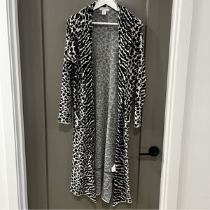 Black and White Fuzzy Knit Cardigan